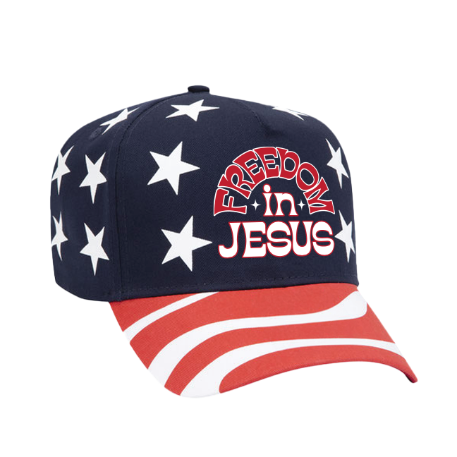 Freedom in Jesus American Flag Ball Cap