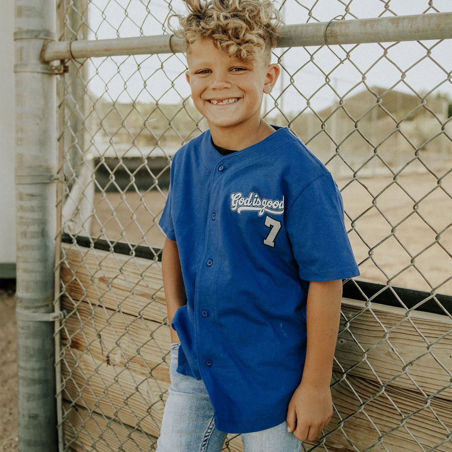 God is Good, Blue Baseball Jersey