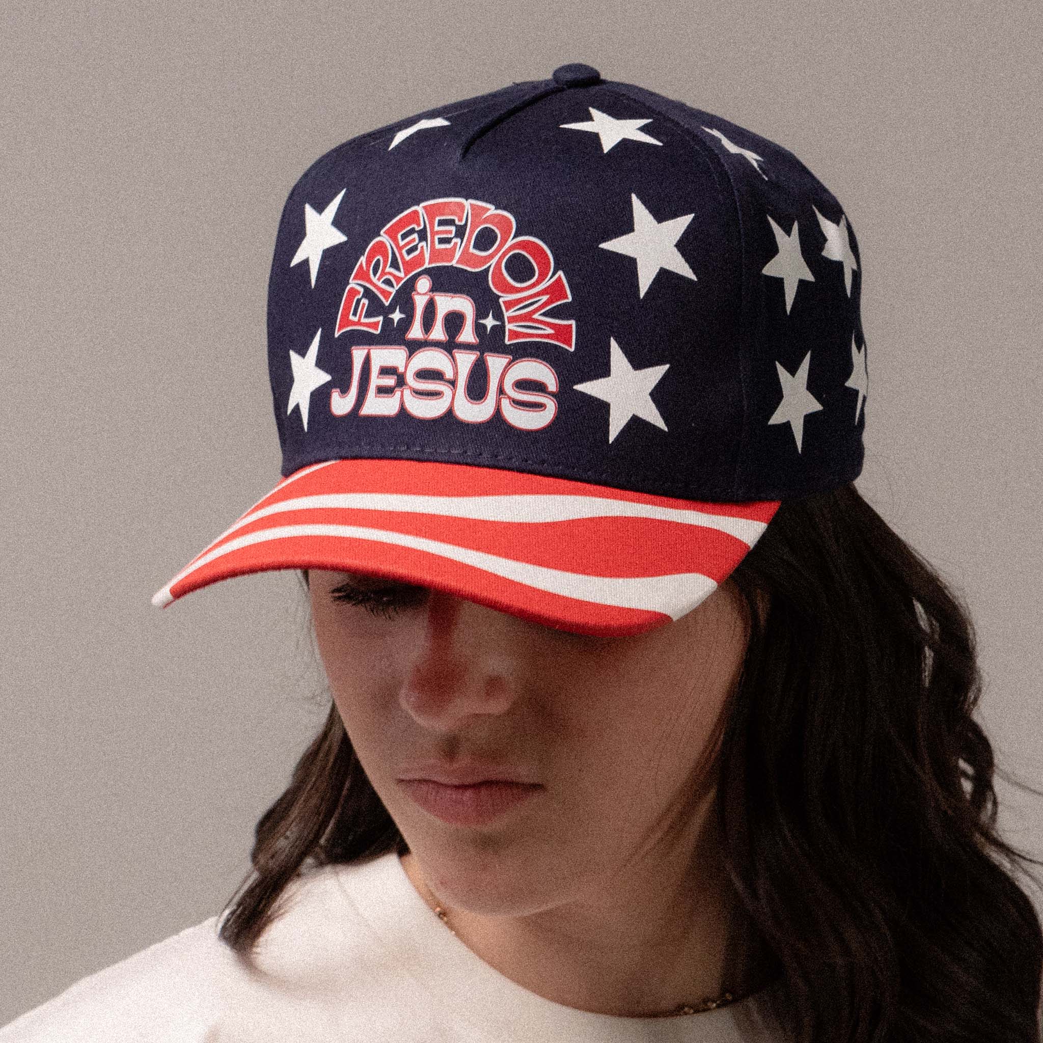 Freedom in Jesus American Flag Ball Cap