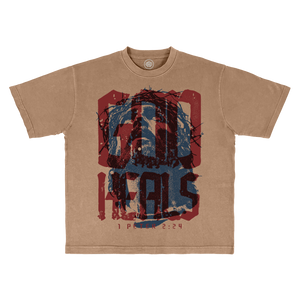 GOD HEALS, 7.7oz Boxy Tee’s Dessert Brown 1TS58-5032X