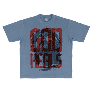 GOD HEALS, 7.7oz Boxy Tee’s Gabriel Blue  1TS93-5032X