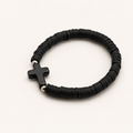Black Beaded Cross Bracelet