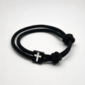 Black Cord Cross Bracelet