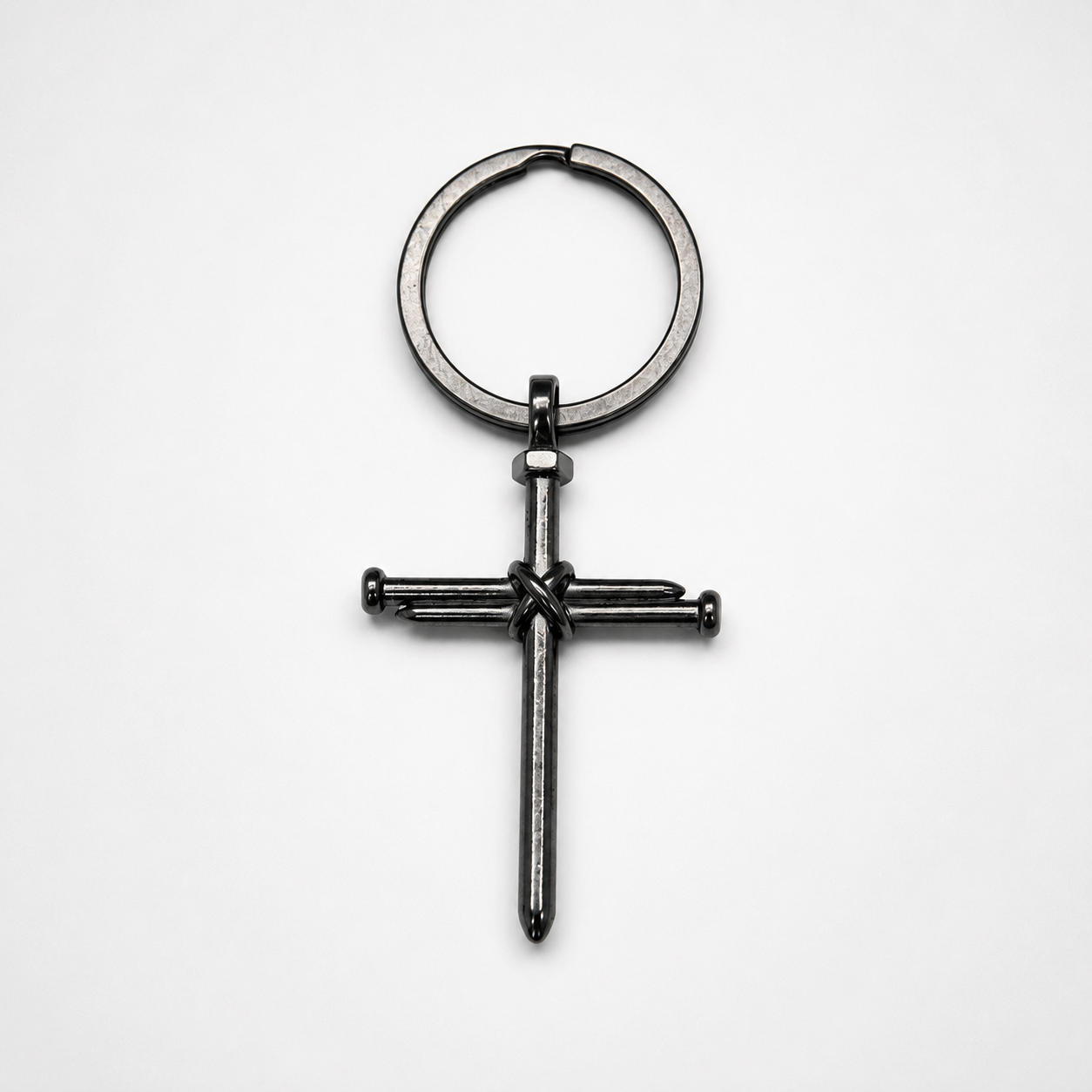 Cross Silver Metal Keychain